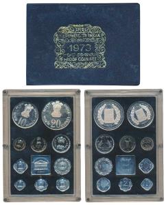 1973 Proof Set, Grow More Food, set of 10, 1 Paisa to Rupees 20. In immaculate condition, 
