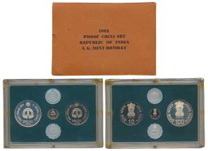 1982 Proof Set, IX Asian Games Delhi, set of 4, 10 Paisa to Rupees 100. In immaculate cond
