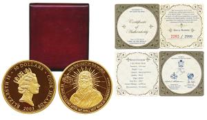 Cook Islands, Elizabeth II, Gold 50 Dollars, 1oz, 31.1g, 999.9 fine, 2003, rev. Jesus Chri