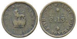 Current Weight of Half Sovereign, George IV period (1820-1830 AD), 2 DW & 13 1/8 Grains, e