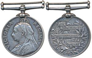 For Long Service in the Volunteer Force Medal, Victoria, Silver, unnamed (MYB 232). Extrem