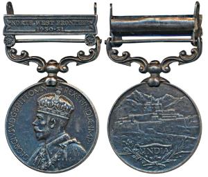 India General Service Medal, George V, Silver, North West Frontier 1930-31 bar, awarded to