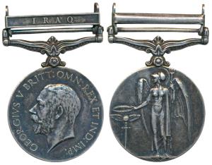 General Service Medal, George V, Silver, Iraq bar, awarded to 4830 Naik Bhagat Singh 32 Pi
