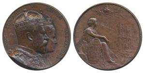 Edward VII Coronation Medal, Copper, 16.39g, obv. conjoined bust of Edward VII and Queen A