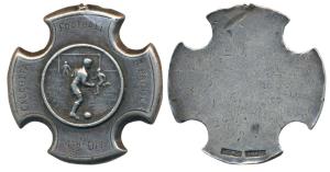 Calcutta Football League, Silver Medal, 11.76g, obv. a group of playing Football in a fiel