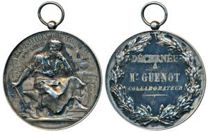 Belgium, Silver Medal, 75.9g, Travel Exposition 1891, awarded to Mr. Guenot, Collaborateur