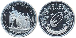 Silver Medallion, 31.1g, Mahatma Gandhi, 60 Years of Indian Independence, obv. Gandhiji le