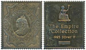 British India, Gold Gilt Silver Stamp Ingot, 18.7g, Rupees 5 stamp of Victoria. Uncirculat