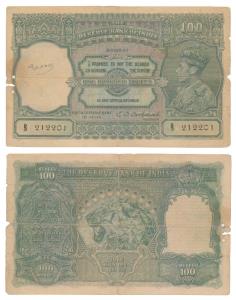 George VI, Rupees 100, 1938, Bombay, signed C. D. Deshmukh (J&R 4.7.2A). About Fine, edges