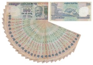 Rupees 100, 2008, signed D. Subbarao, complete set of all different prefix, no inset. Very