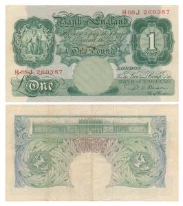 Great Britain, One Pound, signature P.S. Beale, 1949-55rev. The Bank of England building w