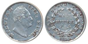 William IV, Silver ½ Rupee, 1835, Bombay Mint, 20 Berries, no initial, (Prid 72). Very Fin