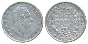 William IV, Silver Rupee, 1835, Calcutta Mint, RS incuse, C / II, Extremely thin letters a