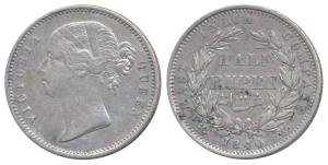Victoria Queen, Silver ½ Rupee, 1840, divided Legend, Calcutta / Bombay Mint, WW incuse, 2