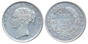Victoria Queen, Silver Rupee, 1840, continuous legend, Calcutta Mint, English Head, Rev. I