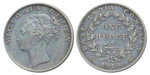 Victoria Queen, Silver Rupee, 1840, continuous legend, Calcutta Mint, English Head with Mo