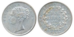 Victoria Queen, Silver Rupee, 1840, continuous legend, Madras Mint, English Head, No S inc