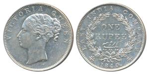 Victoria Queen, Silver Rupee, 1840, continuous legend, Madras Mint, English Head with Comp