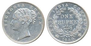 Victoria Queen, Silver Rupee, 1840, continuous legend, Bombay Mint, English Head, rev. I, 