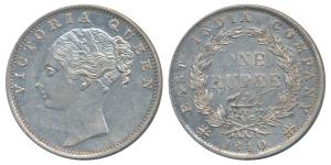 Victoria Queen, Silver Rupee, 1840, continuous legend, Bombay Mint, English Head with Modi