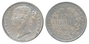 Victoria Queen, Silver Rupee, 1840, divided legend Calcutta / Bombay Mint, WW raised, Un-s