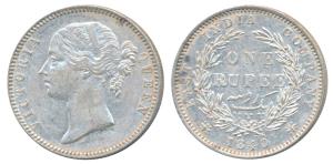 Victoria Queen, Silver Rupee, 1840, divided legend, Madras Mint, WWB raised, Dot after B, 