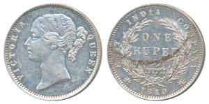 Victoria Queen, Silver Rupee, 1840, divided legend, Madras Mint, WWR raised, dot after B, 
