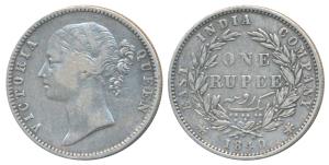 Victoria Queen, Silver Rupee, 1840, divided legend, Madras Mint, WWB raised, dot after B, 