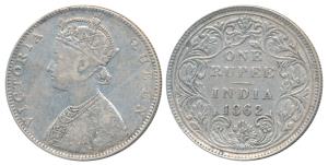 Victoria Queen, Silver Rupee, 1862, Bombay Mint, D / II, double lines to the curves of the