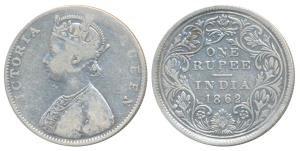 Victoria Queen, Silver Rupee, 1862, Bombay Mint, D / IIa, double lines to the curves of th
