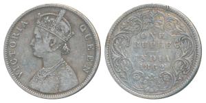 Victoria Queen, Silver Rupee, 1862, Calcutta Mint, B / III, 150 ridges, 30.6 mm, (Prid 60)