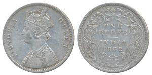 Victoria Queen, Silver Rupee, 1862, Calcutta Mint, A / III, without crescent, (Prid 65). V