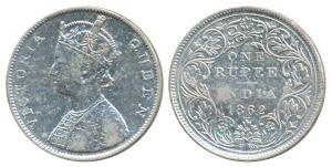 Victoria Queen, Silver Rupee, 1862, Bombay Mint, B / II / 2 / 3 (Prid 74). Fine+, Rare.