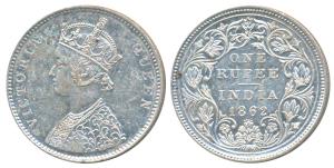 Victoria Queen, Silver Rupee, 1862, Bombay Mint, A / II / 0 / 4, (Prid 79). Superb Mint lu