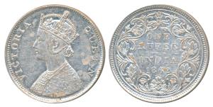 Victoria Queen, Silver Rupee, 1862, Bombay Mint, B / II / 0 / 4, (Pride 81). Nice mint lus