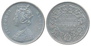 Victoria Queen, Silver Rupee, 1862, Bombay Mint, A / II / 0 / 6, Broken ‘R’ & ‘A’ in Victo
