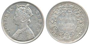 Victoria Queen, Silver Rupee, 1862, Bombay Mint, B / II / 0 / 6, Unlisted in Pridmore. Ver