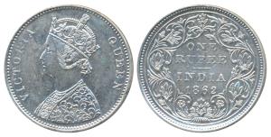 Victoria Queen, Silver Rupee, 1862, Bombay Mint, A / II / 0 / 7, without crescent (Prid 87