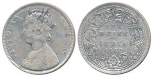 Victoria Queen, Silver Rupee, 1862, Bombay Mint, B / II / 0 / 7, (Prid 88). Fine+, Rare.