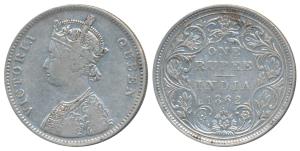 Victoria Queen, Silver Rupee, 1862, Bombay Mint, A / II / 1 / 1 without crescent (Prid 99)