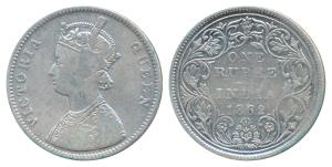 Victoria Queen, Silver Rupee, 1862, Bombay Mint, A / II / 0 / 10 plus 2 micro dots (Prid 1