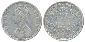 Victoria Queen, Silver Rupee, 1862, Bombay Mint, A / I / 1 / 2 (Prid 102). Very Fine, Rare