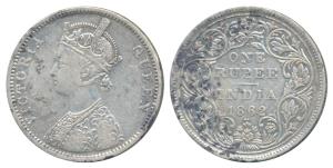 Victoria Queen, Silver Rupee, 1862, Bombay Mint, A / II / 1 / 2 (Prid 103). Fine+.