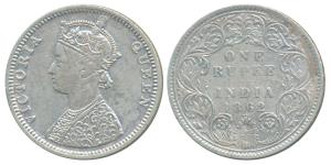 Victoria Queen, Silver Rupee, 1862, Bombay Mint, C / I / 1 / 2 (Prid 104). About Very Fine