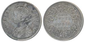 Victoria Queen, Silver Rupee, 1862, Bombay Mint, B / II / 1/1, Mule, Rev II 1/1 dies were 