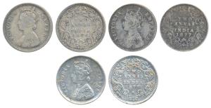 Victoria Queen, Silver 2 Annas (3), 1876, Bombay Mint, A / I / No mint mark (Prid 518); 18