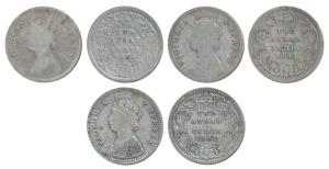 Victoria Empress, Silver 2 Annas (3), 1880, Calcutta Mint, B / II / C incuse (Prid 495); 1