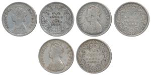 Victoria Empress, Silver 2 Annas (3), 1884, Calcutta Mint, B / II / C incuse (Prid 499); 1