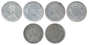 Victoria Empress, Silver 2 Annas (3), 1897, Bombay Mint, B / II / B incuse, ‘C’ of Victori