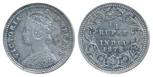 Victoria Empress, Silver ¼ Rupee, 1878, Calcutta Mint, C / II, No mint mark, (Prid 383). M